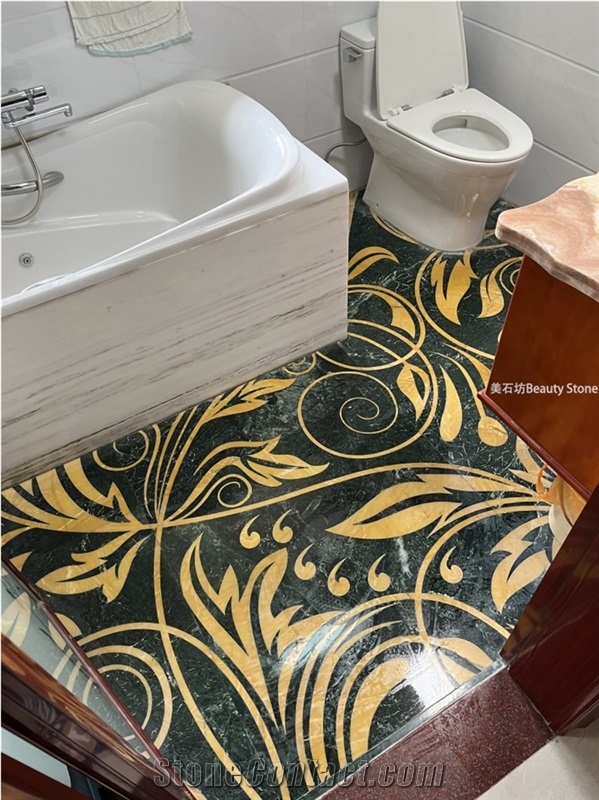 Flower Pattern Marble Waterjet Inlay Flooring Medallion