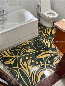Flower Pattern Marble Waterjet Inlay Flooring Medallion