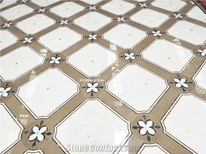 Flower Square Waterjet Medallions Carpet Pattern