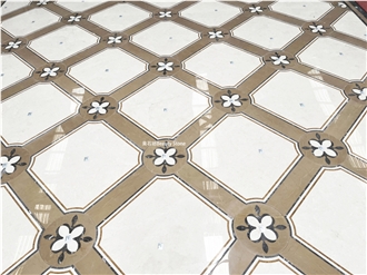 Flower Square Waterjet Medallions Carpet Pattern