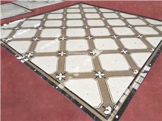 Flower Square Waterjet Medallions Carpet Pattern