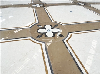Flower Square Waterjet Medallions Carpet Pattern