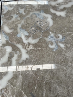 Grey Marble Waterjet Medallions Polished Flooring