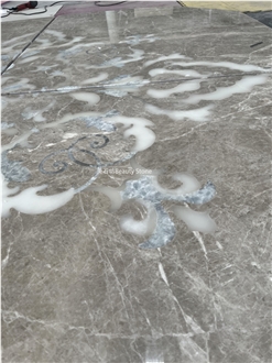 Grey Marble Waterjet Medallions Polished Flooring