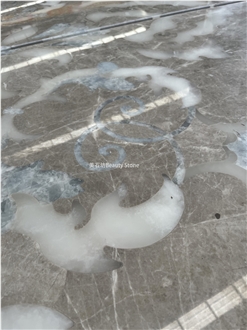 Grey Marble Waterjet Medallions Polished Flooring