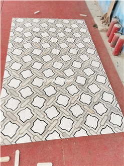 Interior Flooring Marble Panel Waterjet Inlay Medallion