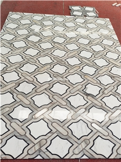 Interior Flooring Marble Panel Waterjet Inlay Medallion