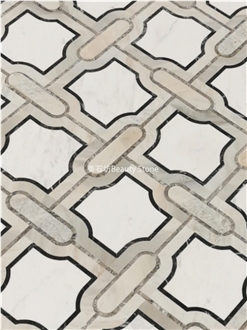 Interior Flooring Marble Panel Waterjet Inlay Medallion
