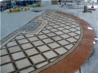 Interior Flooring Marble Panel Waterjet Inlay Medallion