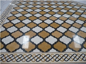 Interior Flooring Marble Panel Waterjet Inlay Medallion