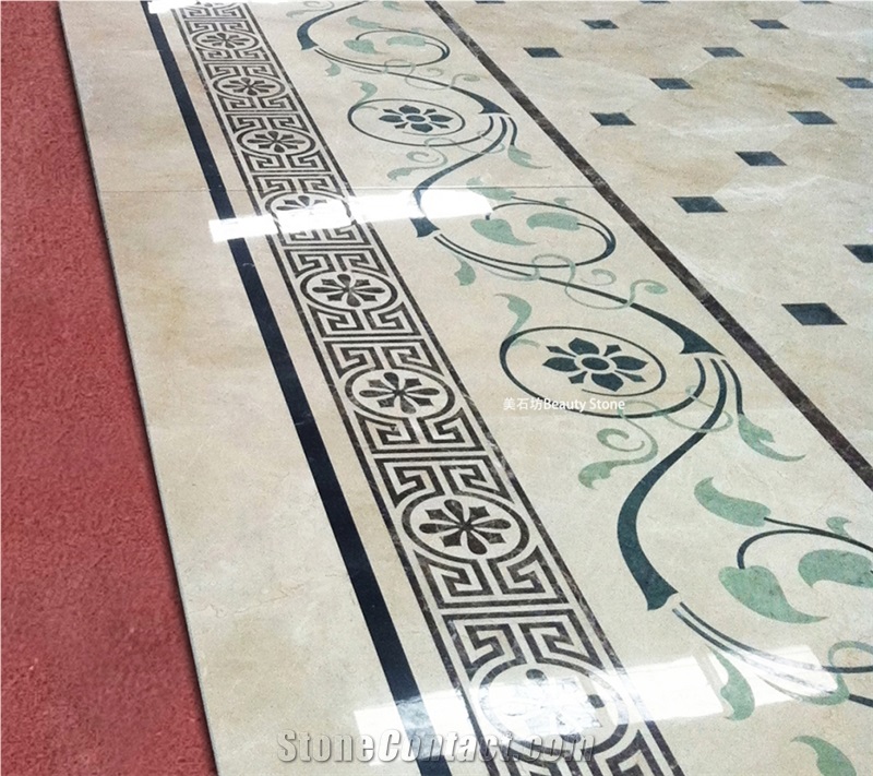 Living Room Inlay Polished Waterjet Pattern Medallions