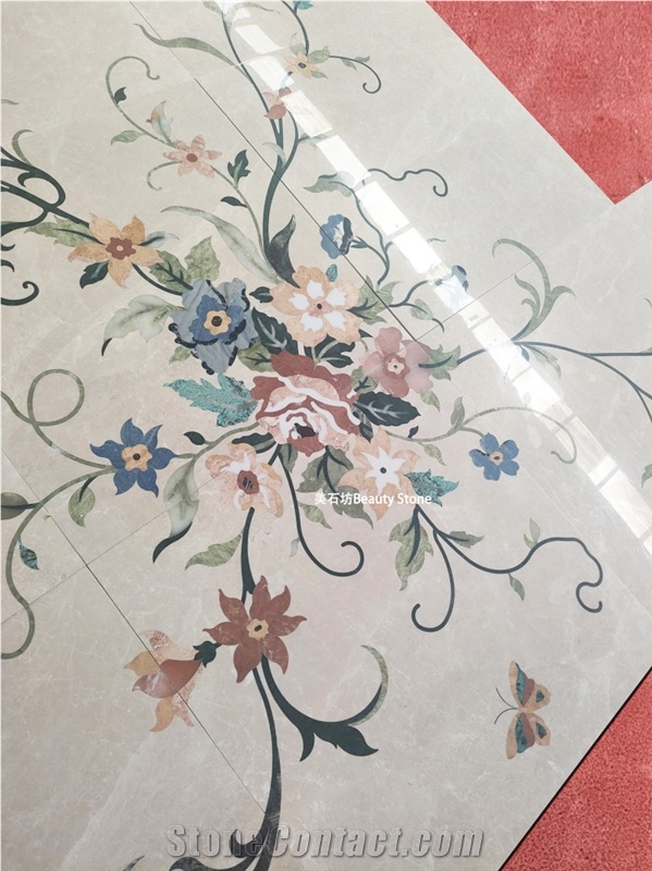 Living Room Inlay Polished Waterjet Pattern Medallions