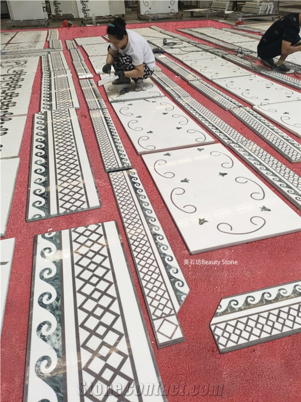 Living Room Inlay Polished Waterjet Pattern Medallions