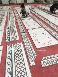 Living Room Inlay Polished Waterjet Pattern Medallions