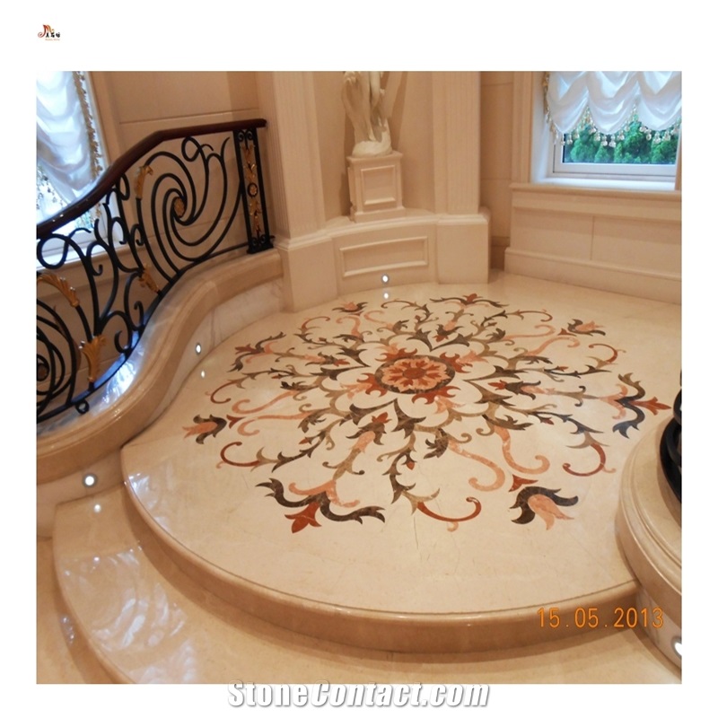 Luxury House Flooring Inlay Waterjet Medallions Pattern