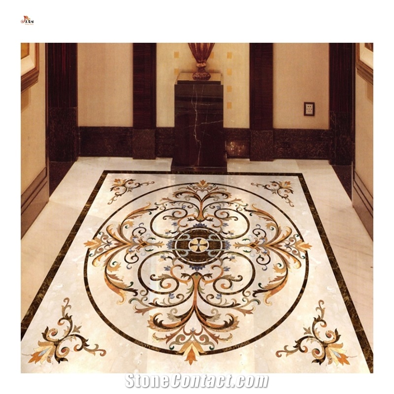 Luxury House Flooring Inlay Waterjet Medallions Pattern