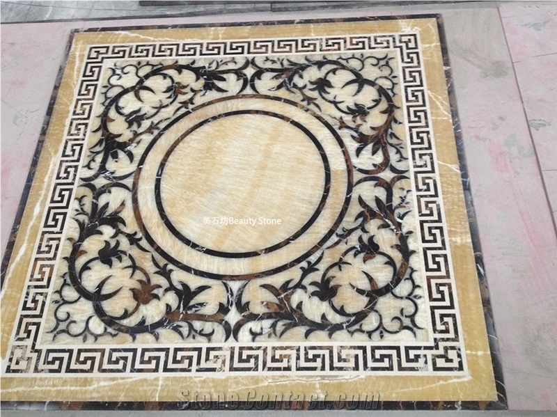 Marble Onyx Flooring Water Jet  Carpet Medallions