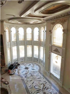 Marble Waterjet Hotel Inlay Medallion Construction Site