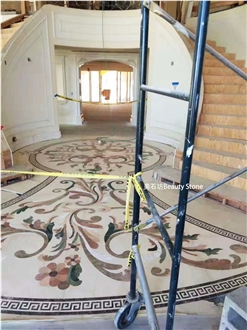 Marble Waterjet Hotel Inlay Medallion Construction Site