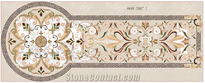 Marble Waterjet Hotel Inlay Medallion Construction Site
