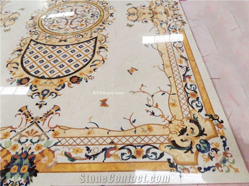 Marble Waterjet Hotel Inlay Medallion Construction Site