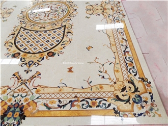 Marble Waterjet Hotel Inlay Medallion Construction Site