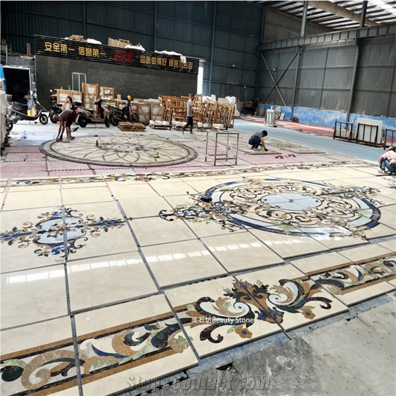 Popular Waterjet Marble Design Flooring  Inlay Medallion