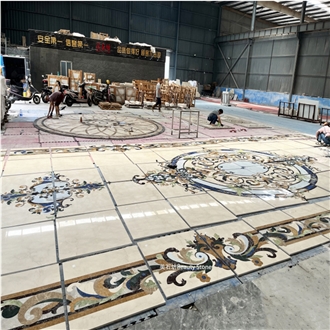 Popular Waterjet Marble Design Flooring  Inlay Medallion