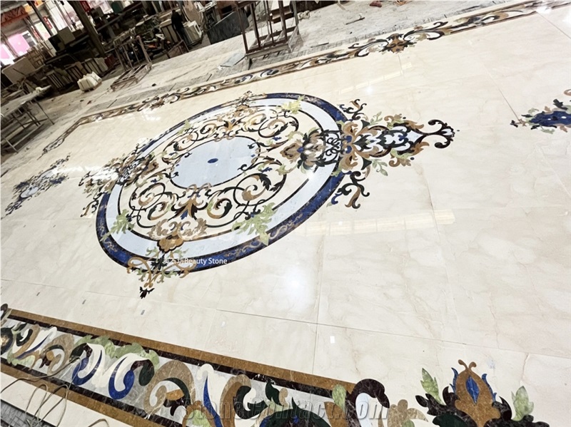 Popular Waterjet Marble Design Flooring  Inlay Medallion