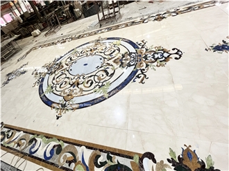 Popular Waterjet Marble Design Flooring  Inlay Medallion