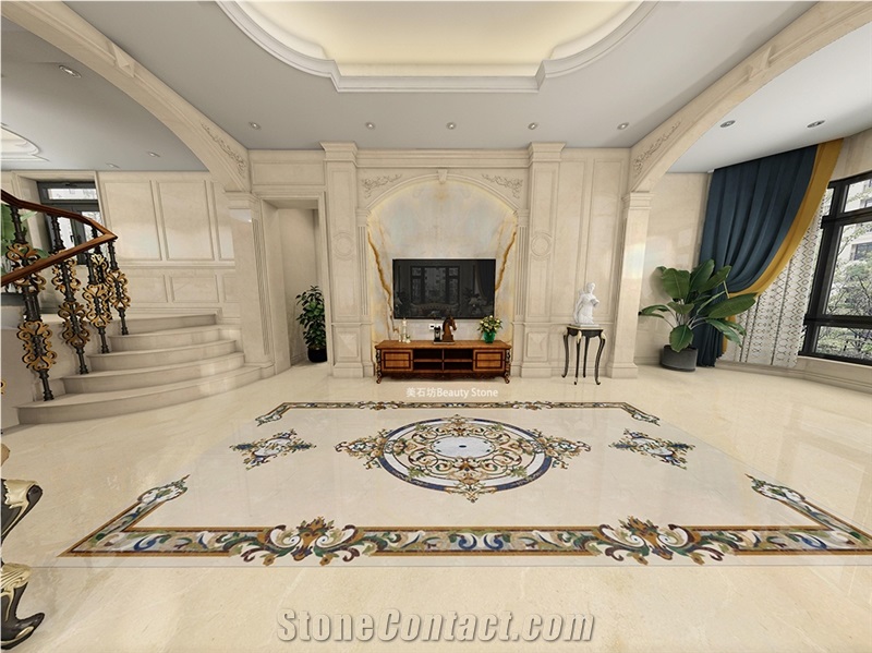 Popular Waterjet Marble Design Flooring  Inlay Medallion