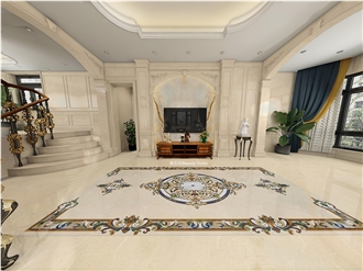 Popular Waterjet Marble Design Flooring  Inlay Medallion