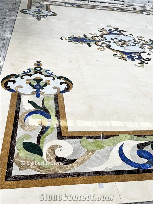 Popular Waterjet Marble Design Flooring  Inlay Medallion
