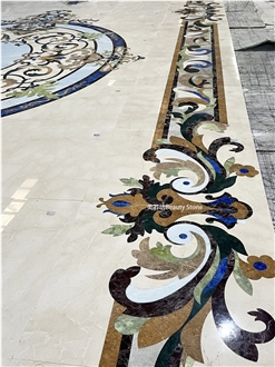 Popular Waterjet Marble Design Flooring  Inlay Medallion