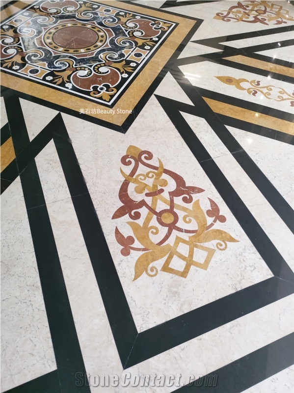 Reception Room Waterjet Medallions Carpet Pattern
