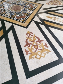 Reception Room Waterjet Medallions Carpet Pattern
