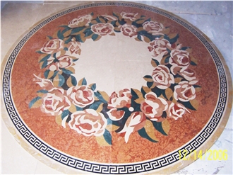 Rose Pattern Waterjet Medallions Inlay Flooring Decoration