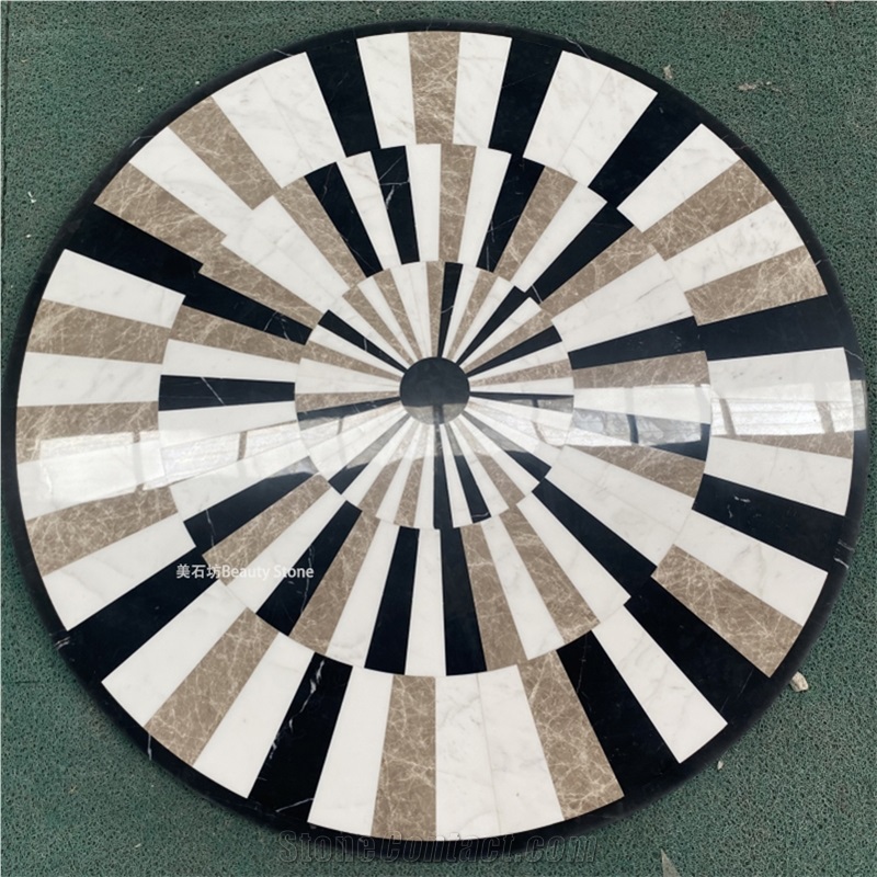 Round Interior 3D Water Jet Pattern Carpet Medallions