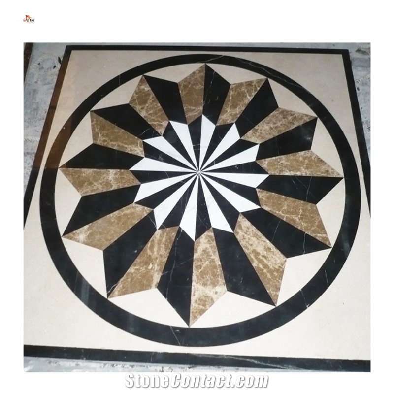 Round Interior 3D Water Jet Pattern Carpet Medallions