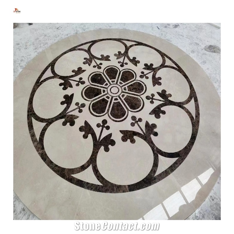 Round Interior 3D Water Jet Pattern Carpet Medallions