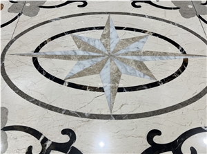 Simple Small Beige Marble Pattern Floor Medallions