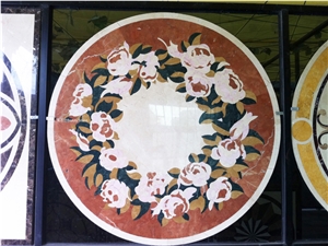 Simple Small Beige Marble Pattern Floor Medallions