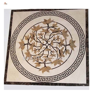 Simple Small Water Jet Inlay Marble Medallion Decoration