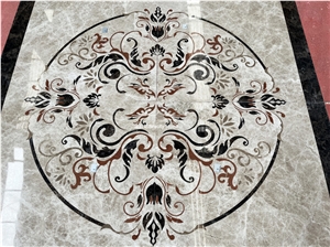 Small Beige Waterjet Medallions Pattern Decoration