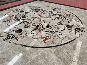 Small Beige Waterjet Medallions Pattern Decoration