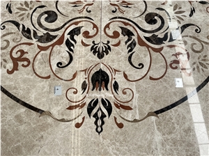 Small Beige Waterjet Medallions Pattern Decoration