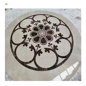 Small Marble Water Jet Pattern Medallion Customized Floor