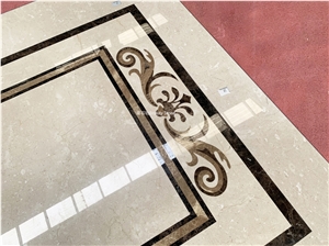 Small Marble Water Jet Pattern Medallion Customized Floor