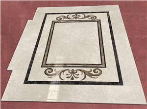 Small Marble Water Jet Pattern Medallion Customized Floor