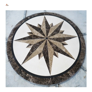 Small Round Compass Waterjet Medallions Logo Pattern